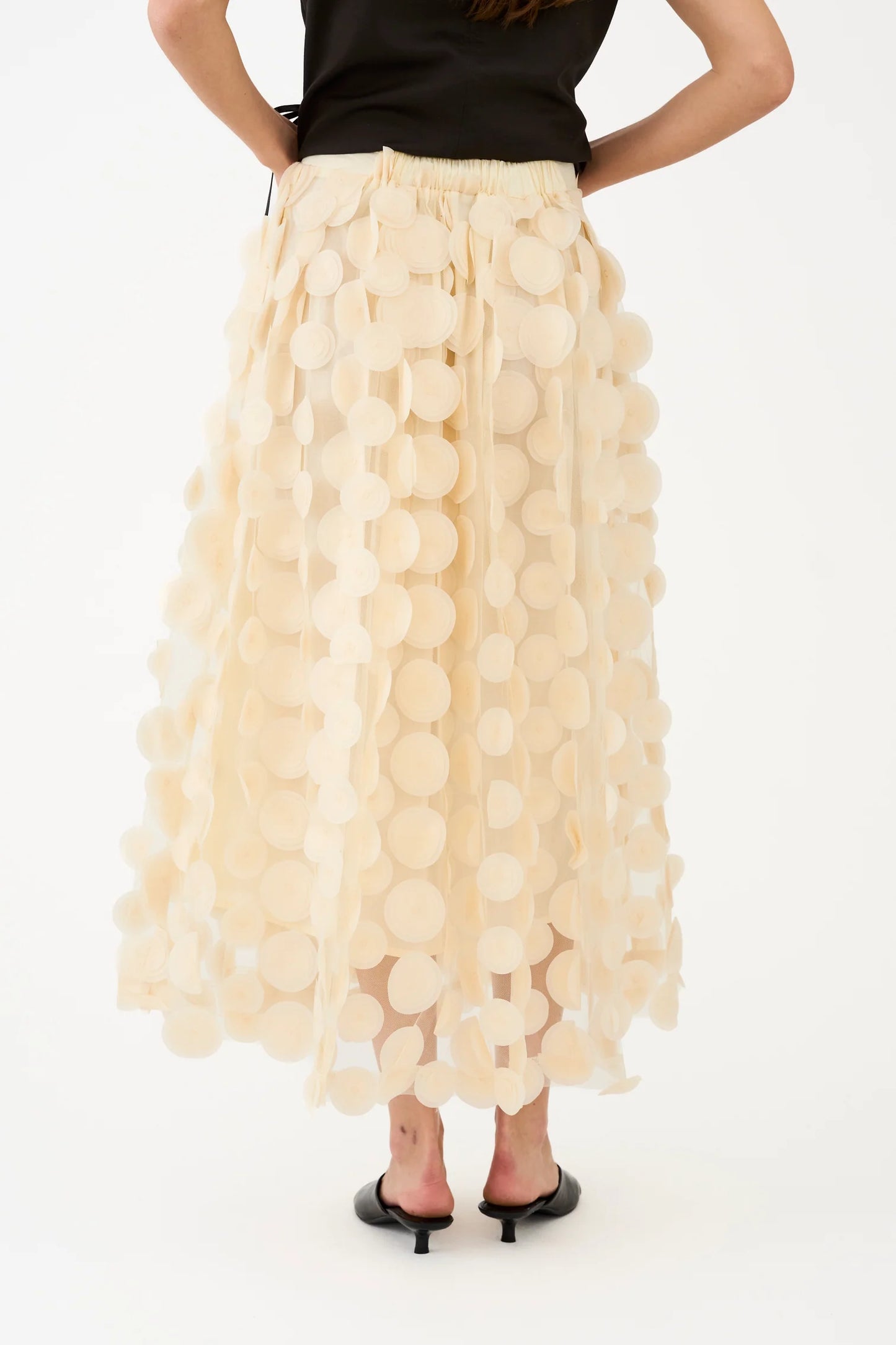 PD- DONNA DOT SKIRT - OYSTER WHITE