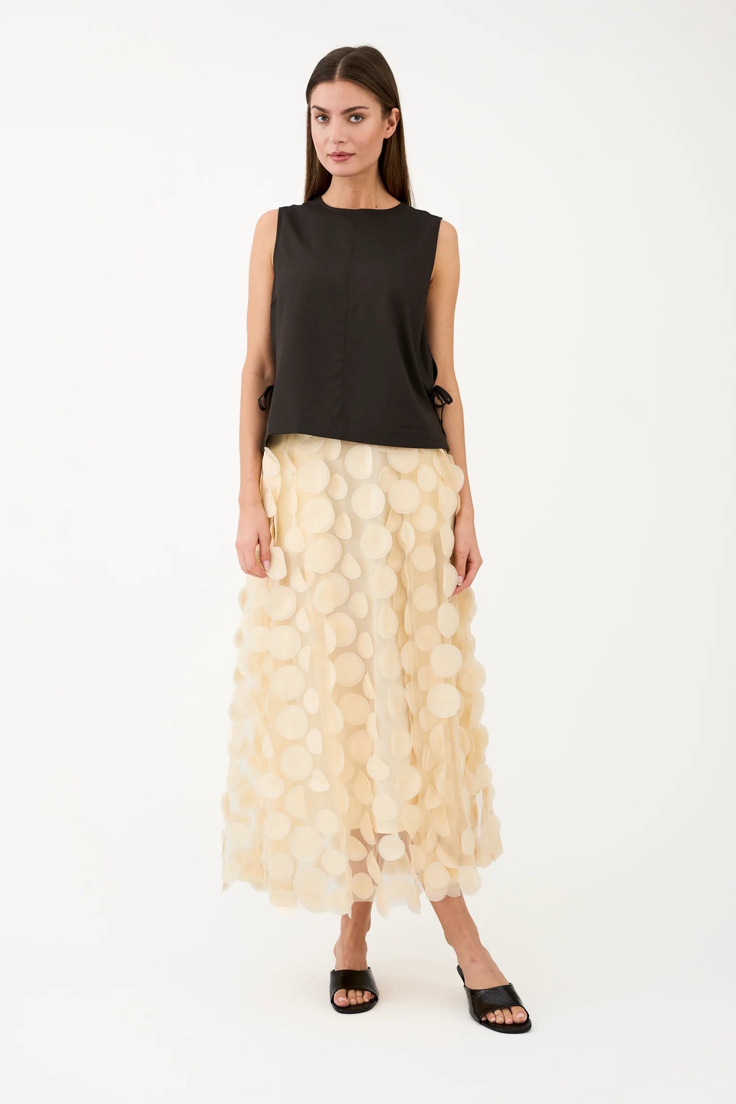 PD- DONNA DOT SKIRT - OYSTER WHITE