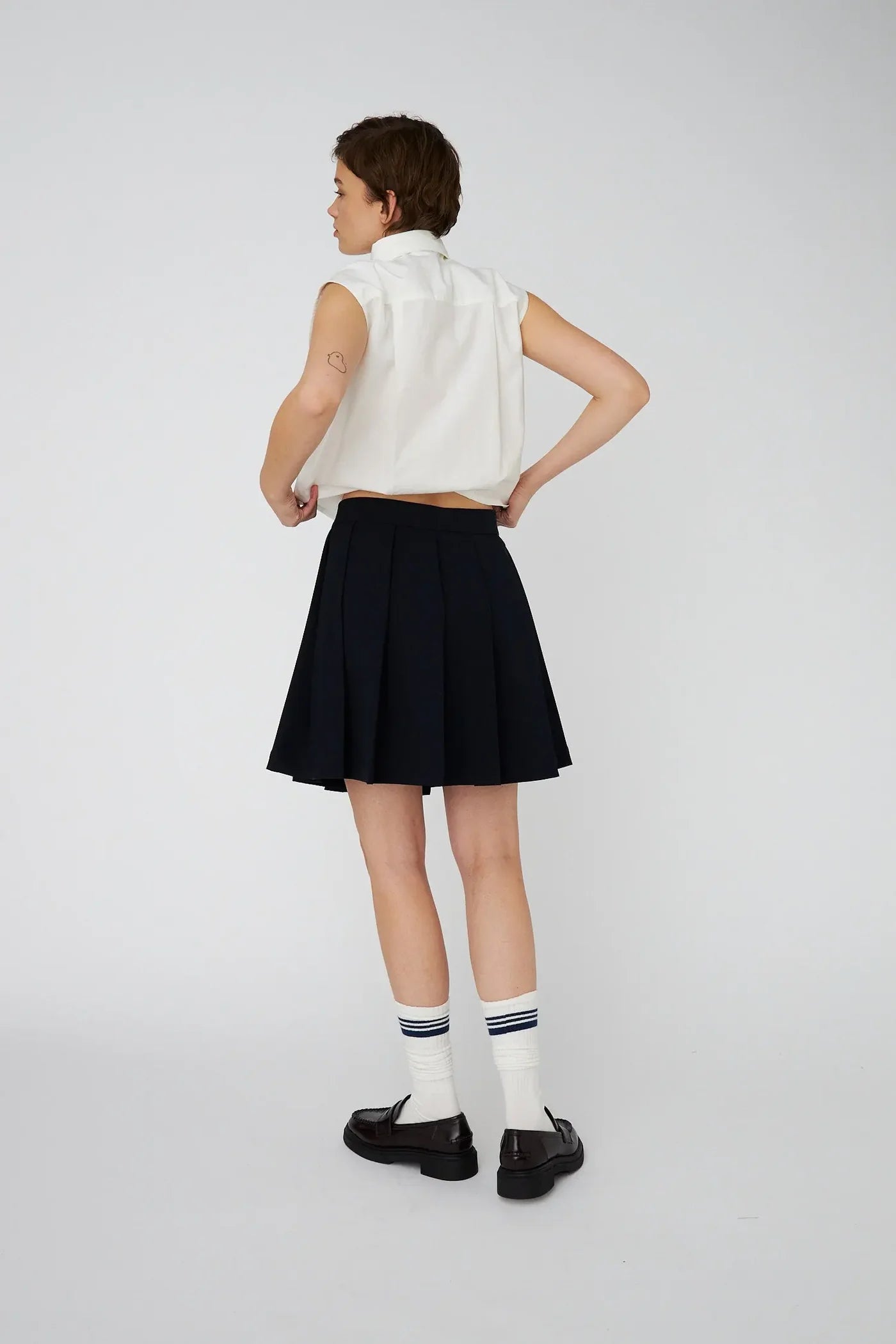 PLEATED MINI SKIRT - NAVY