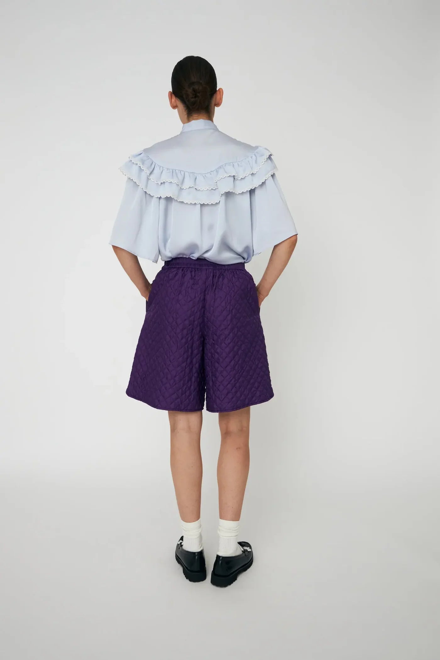 QUILTED SILKE SHORTS -  SEDUCTIVE PURPLE