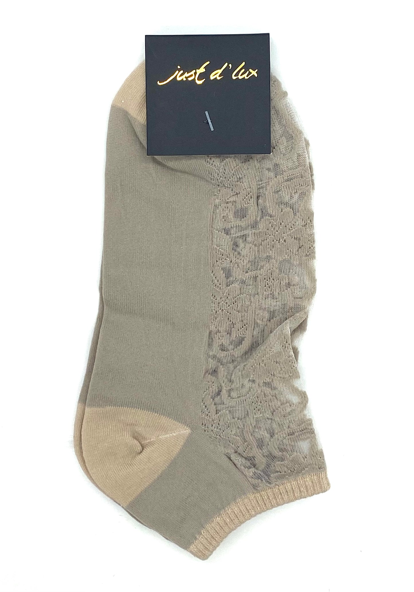 ANKELSTRØMPE MED BLONDER - 31 BEIGE