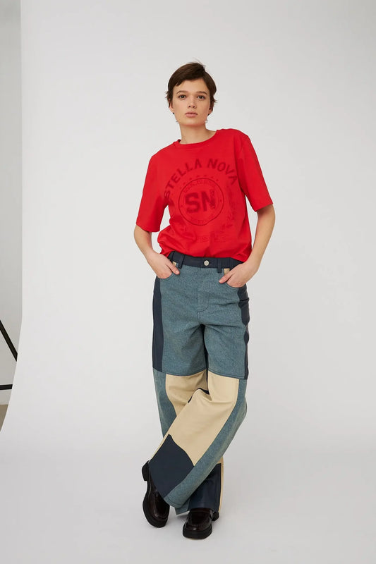 PRINTED T-SHIRT COLLEGE - FLAME RED
