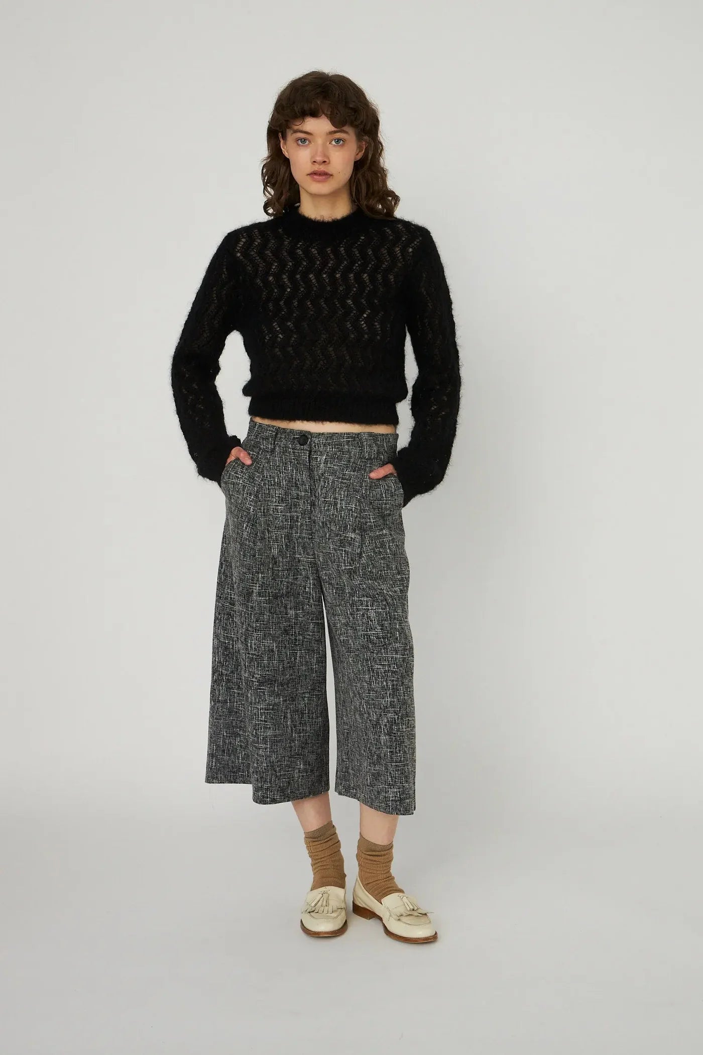 SALT AND PEBBER CROPPED LOW-WAISTPANTS - FLINTSTONE – Butik Smagløs