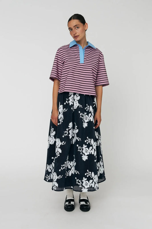 MESH MIDI NEDERDEL MED PALIETTER - WHITE AND BLUE