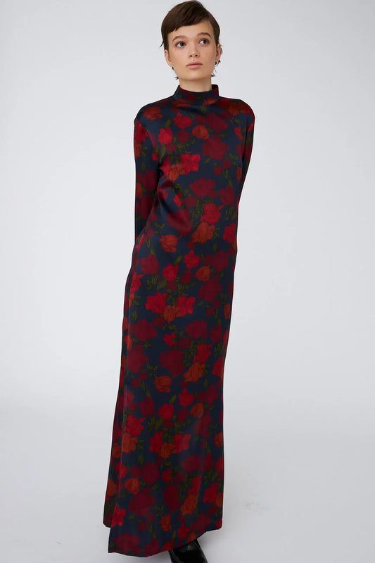 SILK MAXI DRESS - FLOWER FOREST