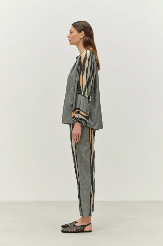 PANTS JACQUARD - KHAKI/TABAC
