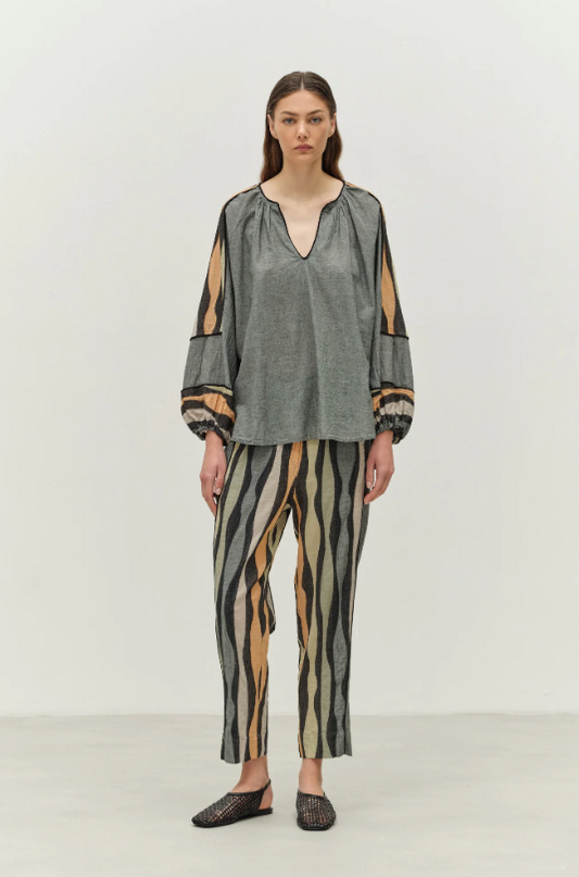 PANTS JACQUARD - KHAKI/TABAC
