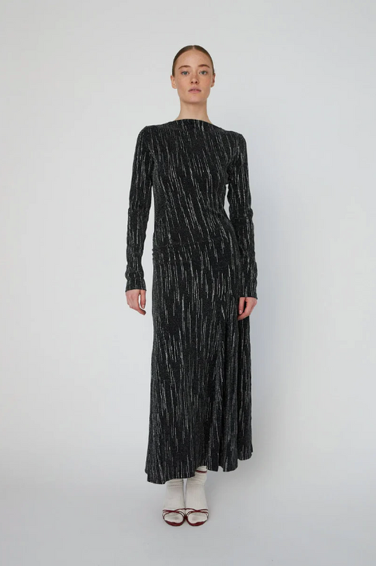 LUREX JERSEY MAXI DRESS - SILVER LUREX