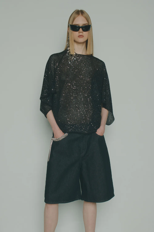 WOVEN SEQUIN KNIT - MAGLIA NERO