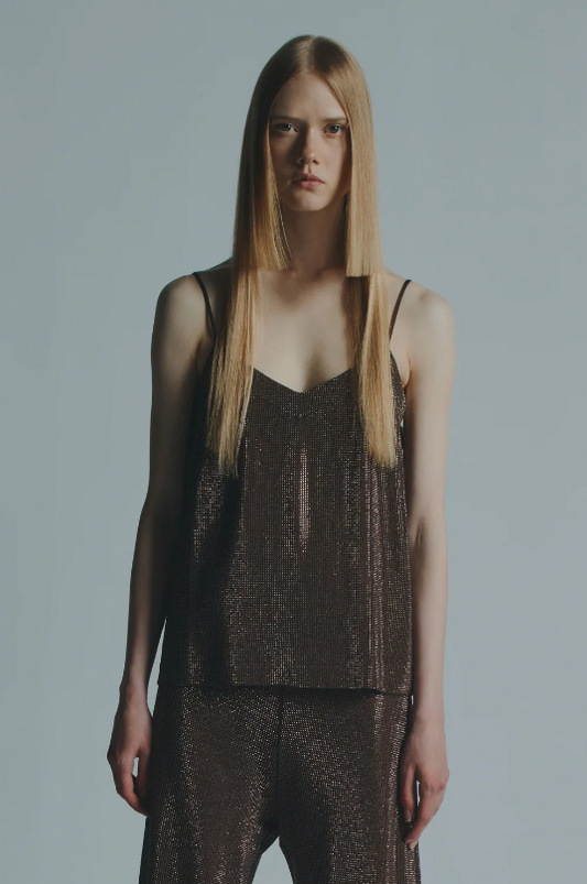 MICRO-STUDDED VISCOSE TOP - H6SP01