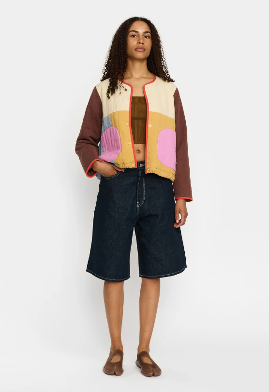 QUILTET BLOCK JACKET - 77360 - OFFWHITE