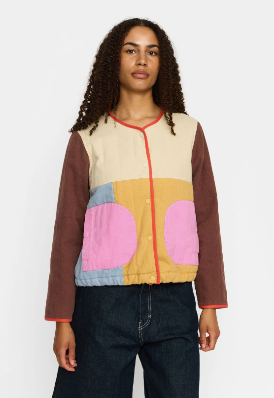 QUILTET BLOCK JACKET - 77360 - OFFWHITE