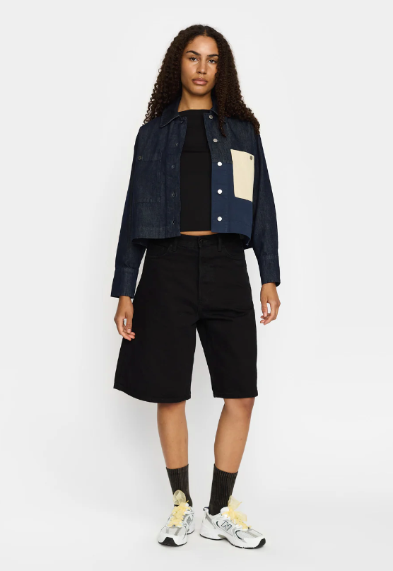 CROPPED SHIRT - 33104 - NAVY