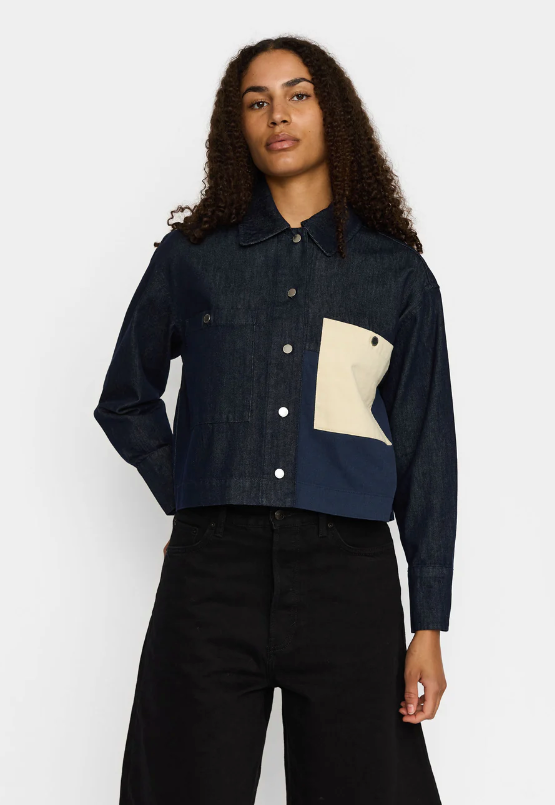 CROPPED SHIRT - 33104 - NAVY