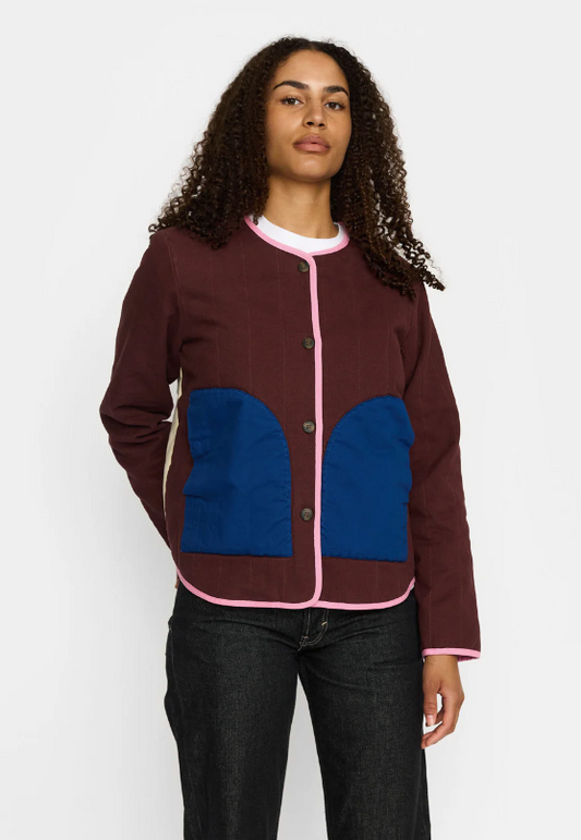 QUILTED JACKET - 77361 - BURGUNDY
