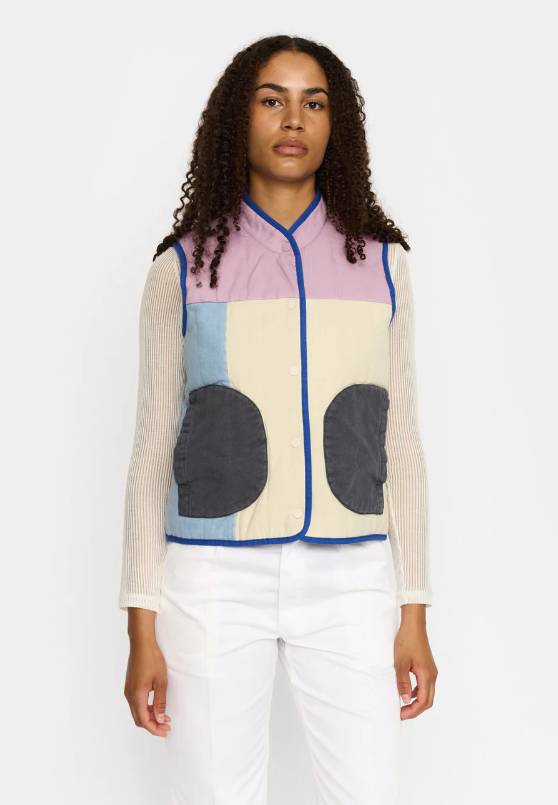 QUILTET PATCHWORK VEST - 77362 - LIGHTPURPLE