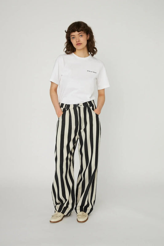 STRIPED BAGGY LOW-WAIST PANTS IN COTTON