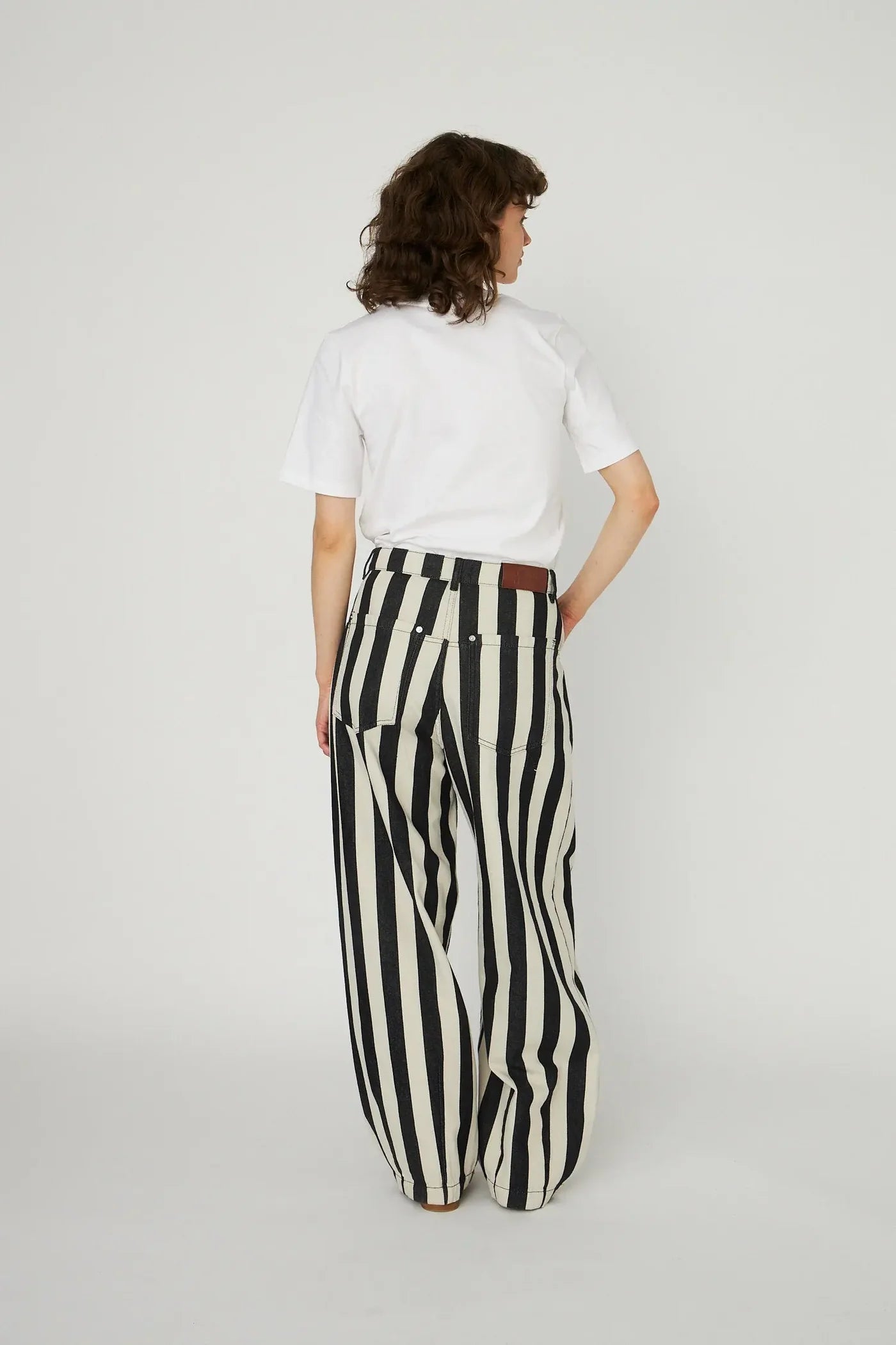 STRIPED BAGGY LOW-WAIST PANTS IN COTTON