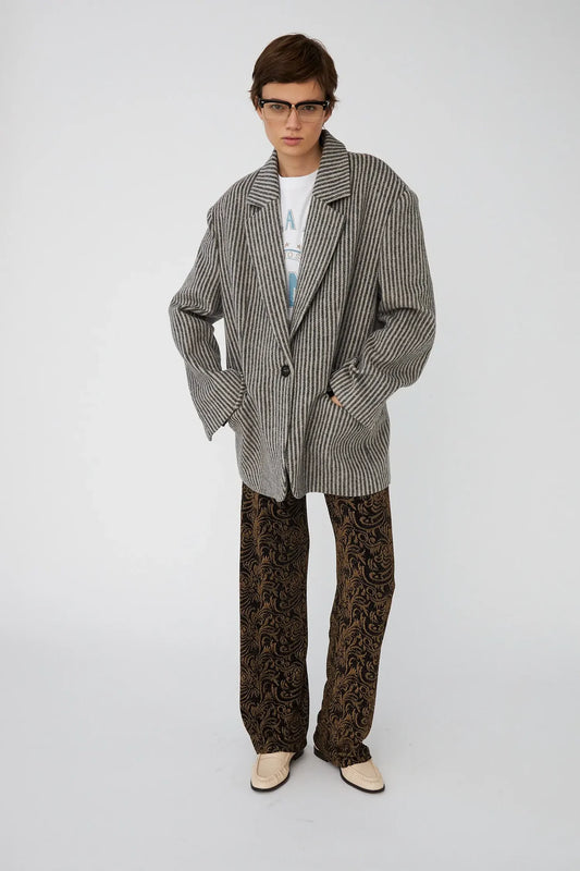 STRIPED OVERSIZED WOOL BLAZER
