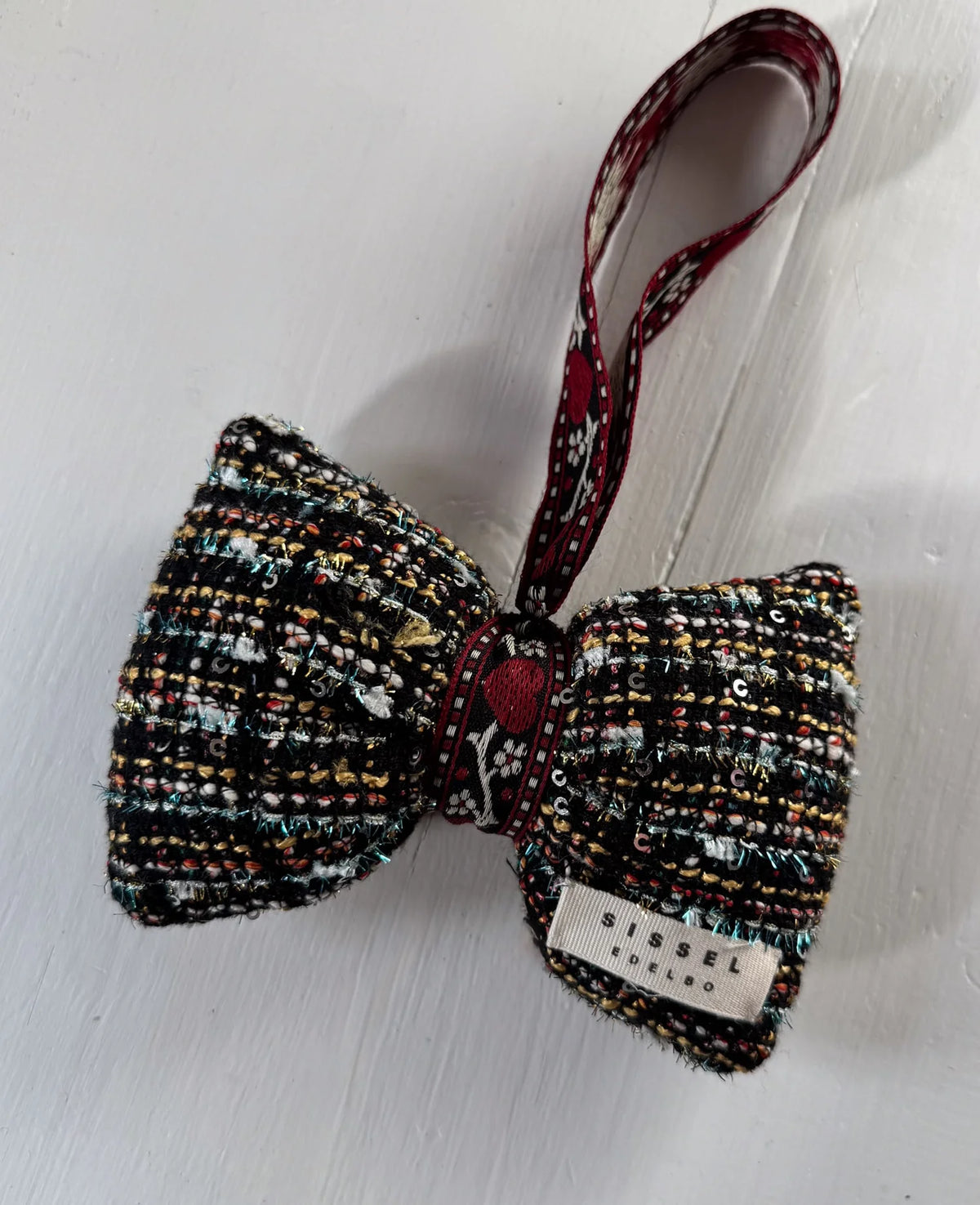 BOUCLE BOW ORANAMENT - BLACK