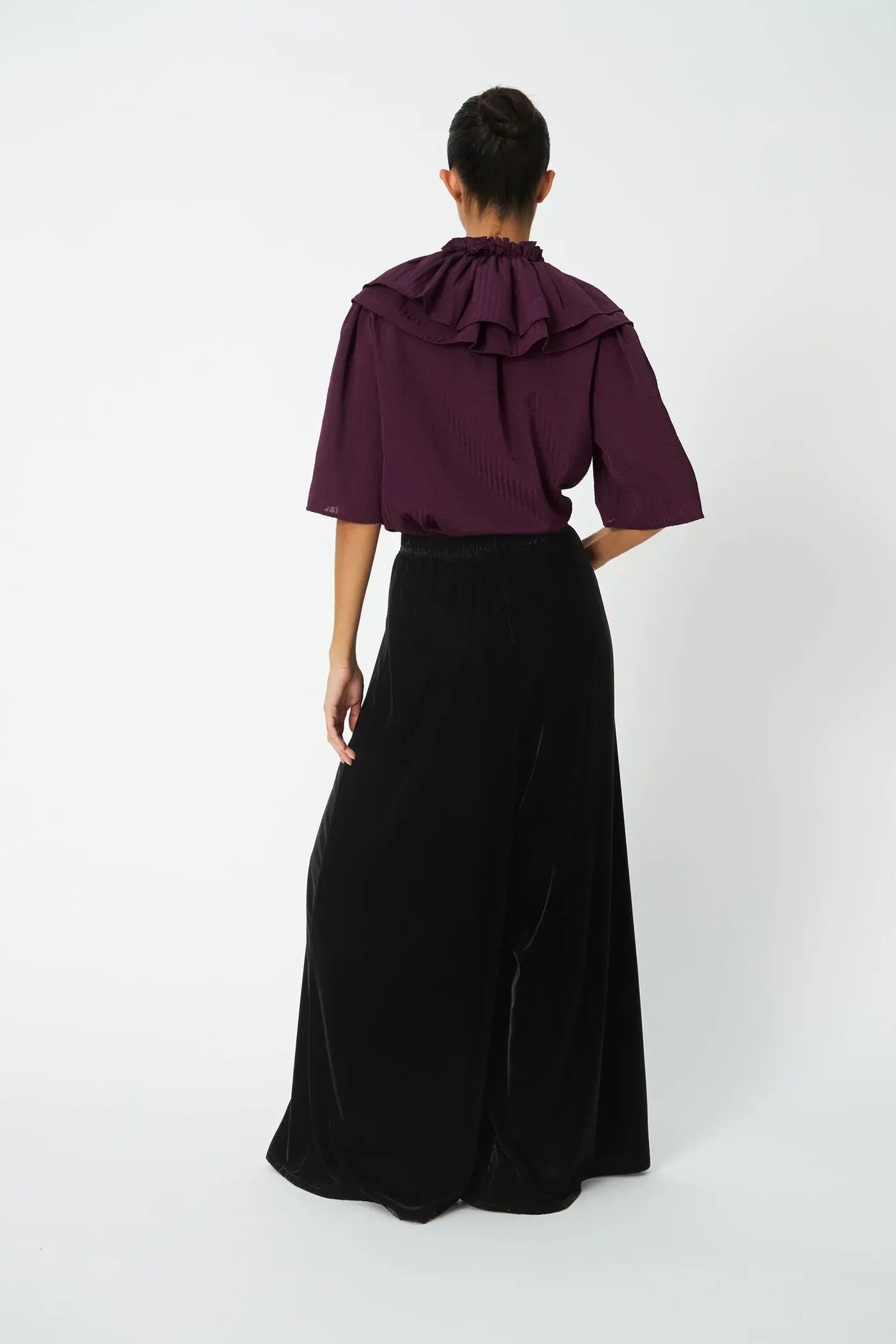 VELVET VOLUME PANTS - DARK BROWN