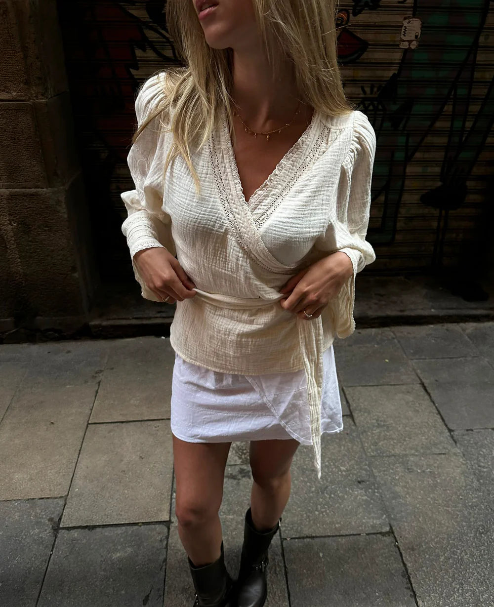 WINFREY WRAP TOP - OFF WHITE