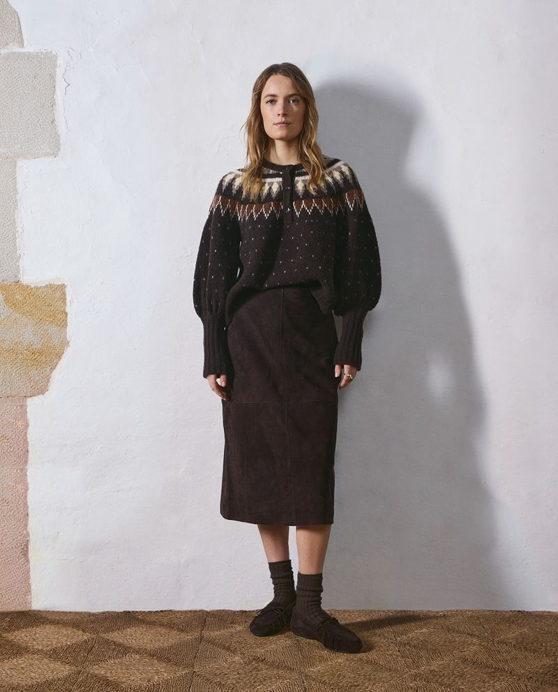 LEATHER SKIRT CHOCOLATE - 45867