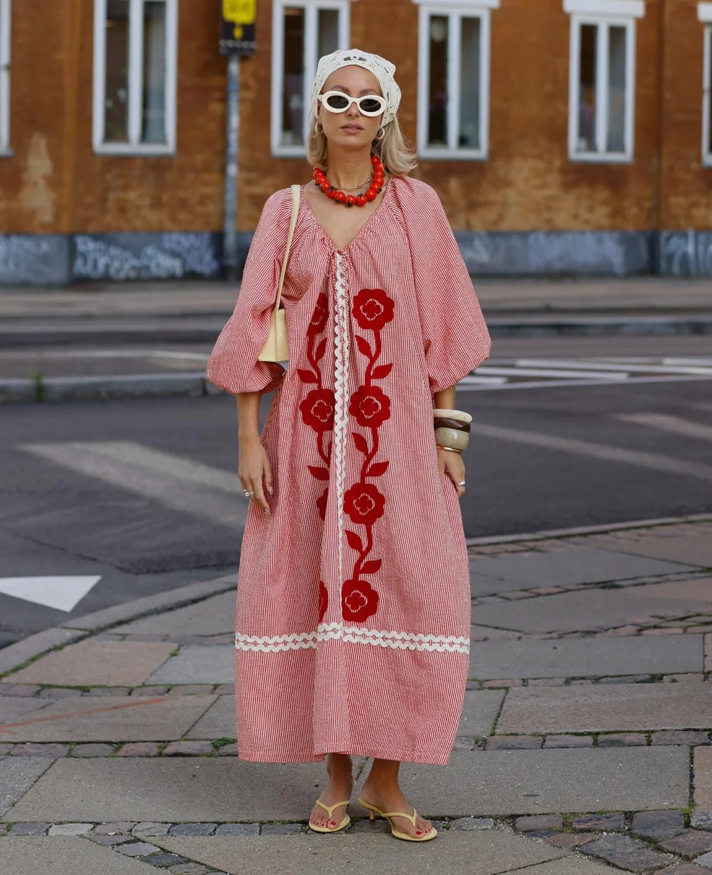 ABELONE DRESS -  RED FLOWER