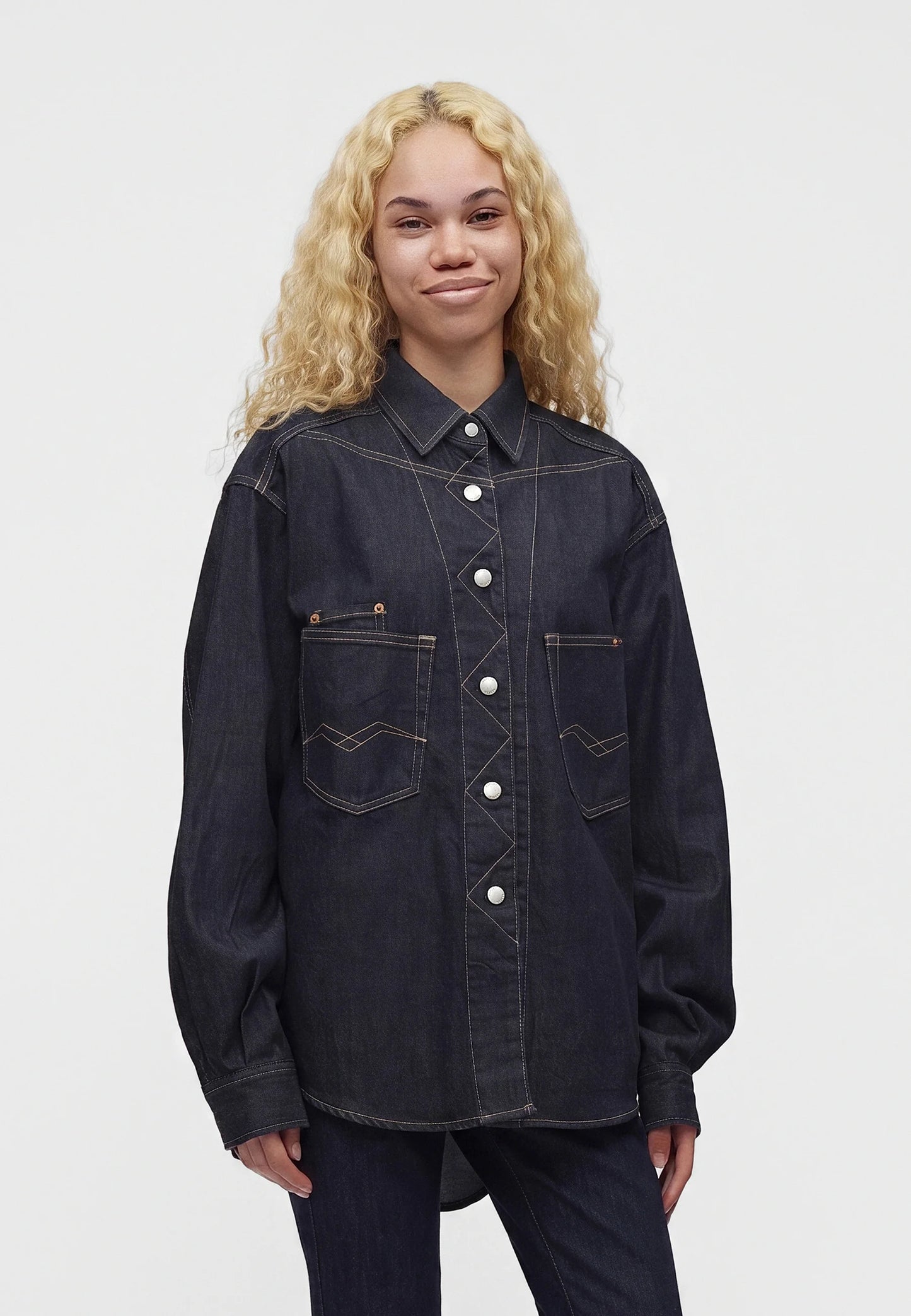 DENIM SKJORTE - OVERSIZE DARK BLUE