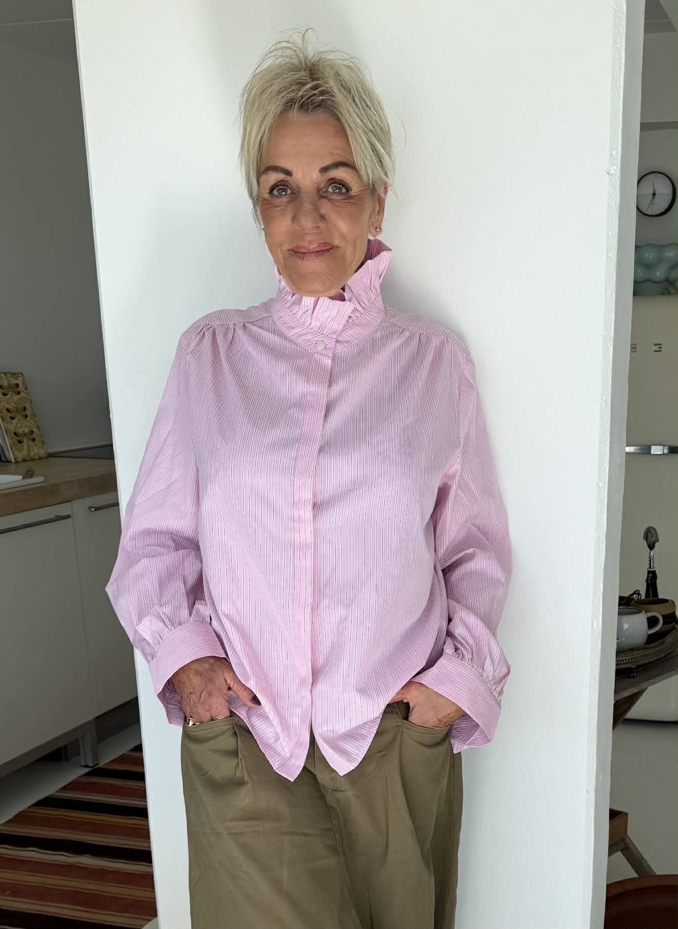 SKJORTE OLIVIA- STRIBET ROSA