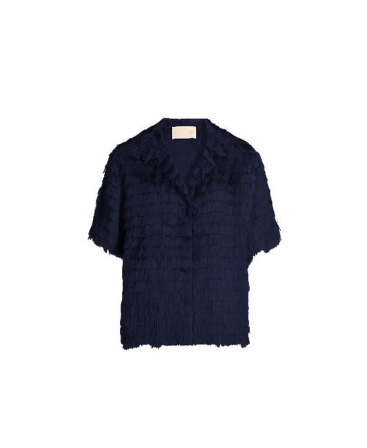 SKJORTE MED FRYNSER I STOF - H6SW01