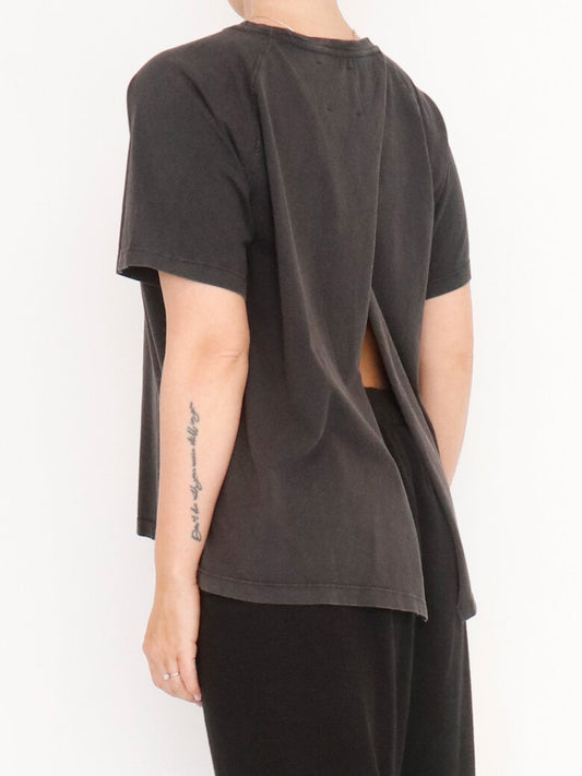 JERSEY T-SHIRT MED ÅBEN RYG - BLACK