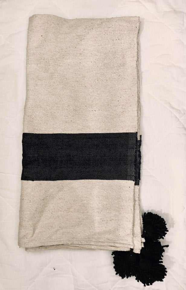 Piles Cotton Blanket - Creme/Sort